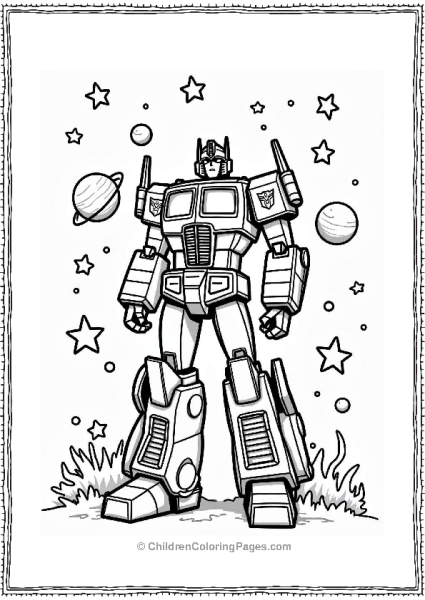 Optimus Prime In A Cosmic Scene Free PDF Printable