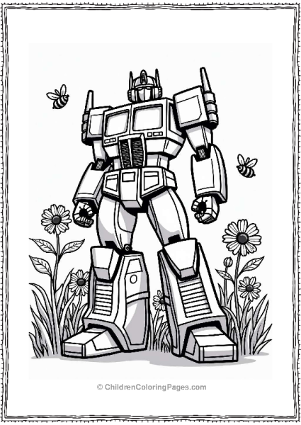 Optimus Prime In A Flower Garden Free PDF Printable