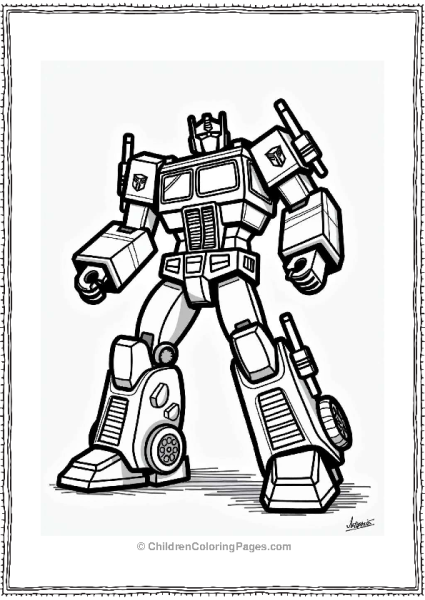 Optimus Prime In Action Free PDF Printable