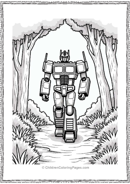 Optimus Prime In The Cybertronian Forest Free PDF Printable