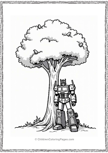 Optimus Prime Leaning Against A Tree Free PDF Printable