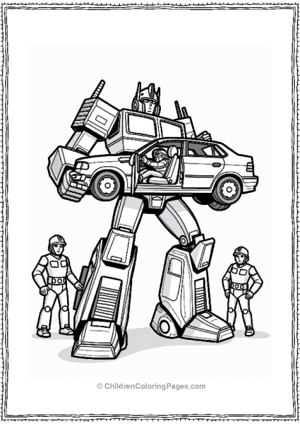 Optimus Prime Lifting A Car Free PDF Printable