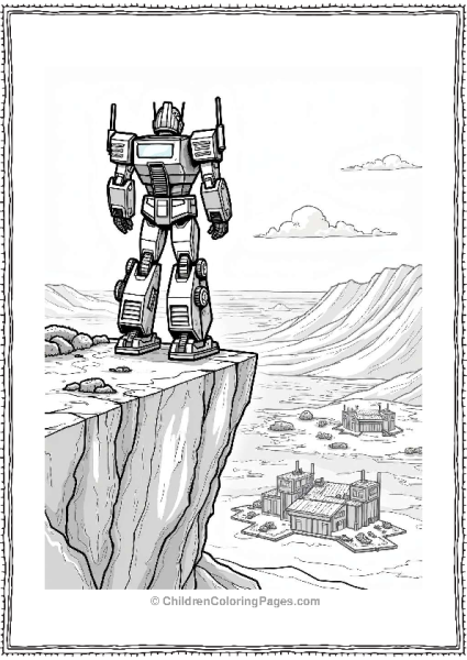 Optimus Prime On A Cybertronian Cliff Free PDF Printable