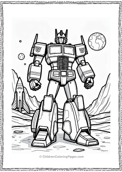 Optimus Prime On A Moon Base Free PDF Printable