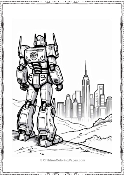 Optimus Prime Overlooking The City Free PDF Printable