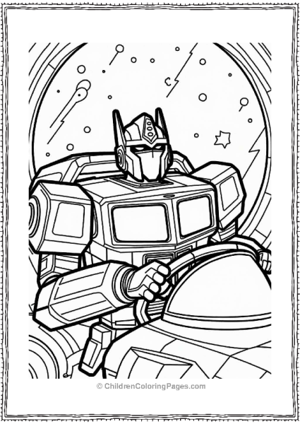 Optimus Prime Piloting A Spaceship Free PDF Printable