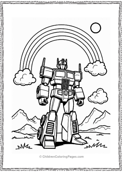 Optimus Prime Under A Rainbow Free PDF Printable