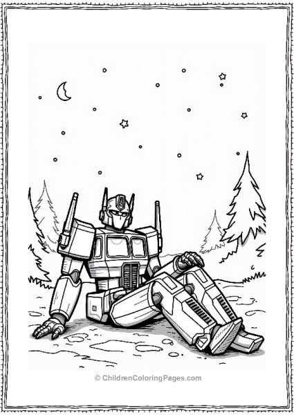 Optimus Prime Under A Starry Sky Free PDF Printable