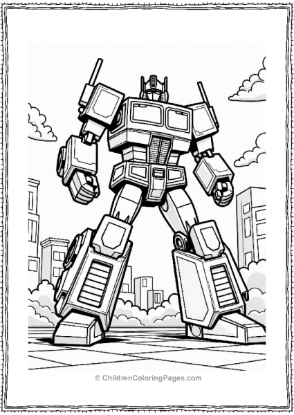 Optimus Prime Vs Giant Robot In The City Free PDF Printable