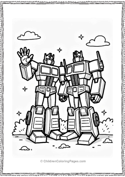 Optimus Prime With A Giant Robot Friend Free PDF Printable