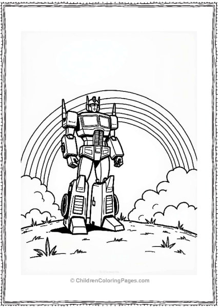 Optimus Prime With A Rainbow Free PDF Printable