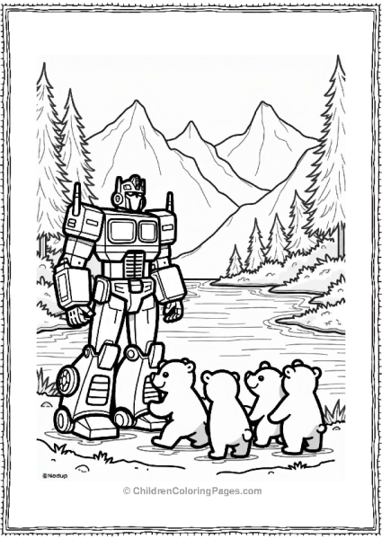 Optimus Prime With Cartoon Bears Free PDF Printable