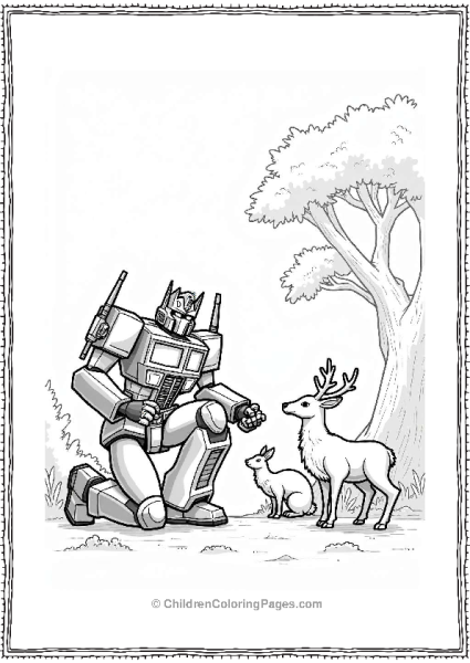 Optimus Prime With Forest Animals Free PDF Printable