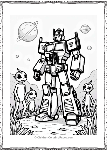 Optimus Prime With Friendly Aliens Free PDF Printable