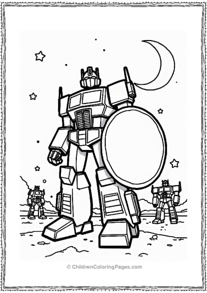 Optimus Prime With Shield Under The Night Sky Free PDF Printable