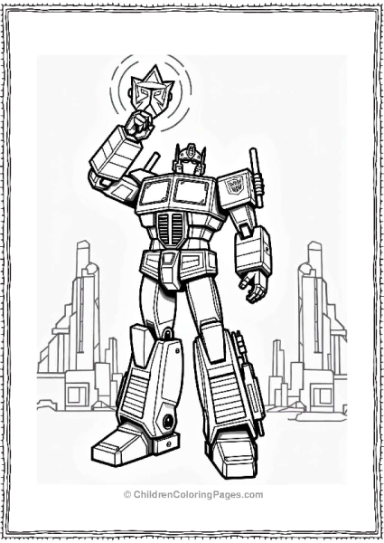 Optimus Prime With The Matrix Of Leadership Free PDF Printable