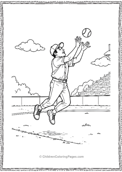 Outfielder Catching A Baseball Ball Free PDF Printable