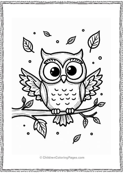 Owl Surrounded By Fall Leaves Free PDF Printable