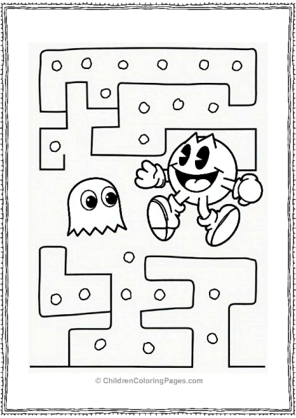 Pac Man And The Red Ghost In A Maze Free PDF Printable