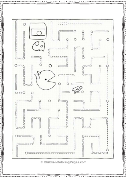 Pac Man Chasing A Ghost In A Maze Free PDF Printable