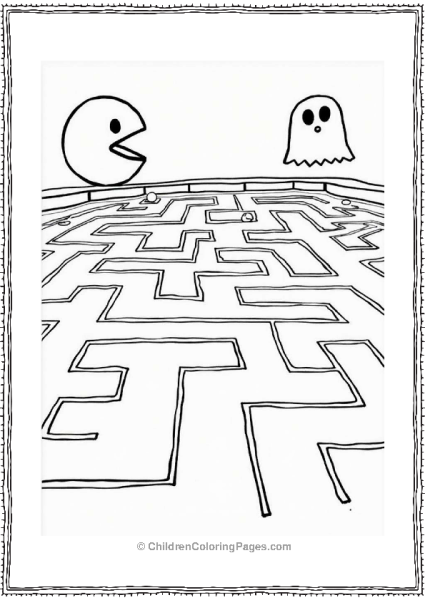 Pac Man Eating Power Pellet In Maze Free PDF Printable