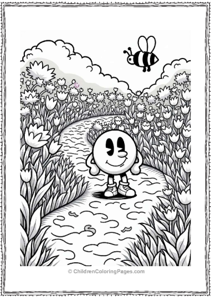 Pac Man In A Flower Maze Free PDF Printable