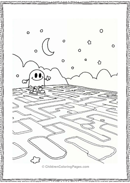 Pac Man In A Glowing Maze Free PDF Printable