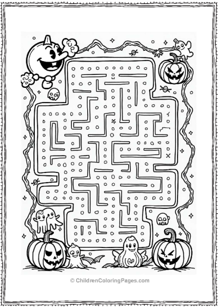 Pac Man In A Halloween Maze Free PDF Printable