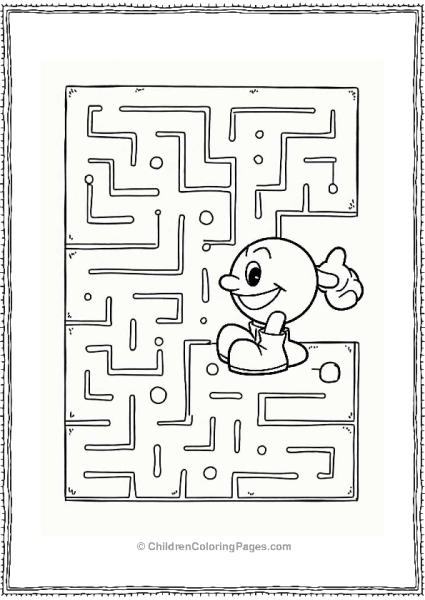 Pac Man In A Simple Maze Free PDF Printable