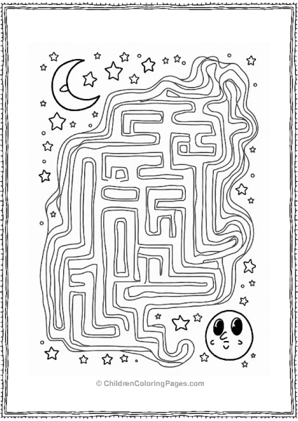 Pac Man In A Starry Night Maze Free PDF Printable