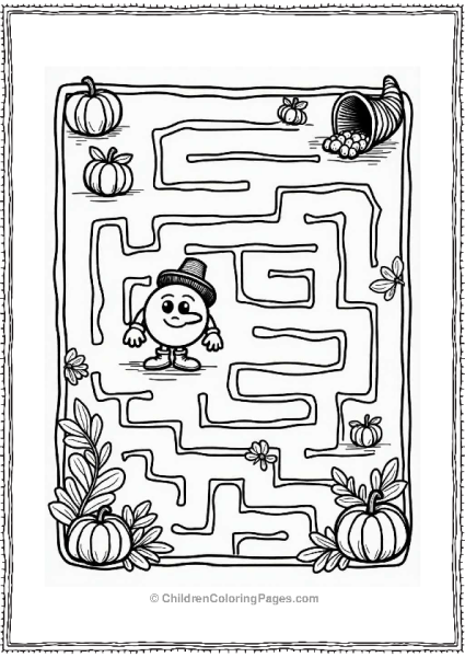 Pac Man In A Thanksgiving Maze Free PDF Printable