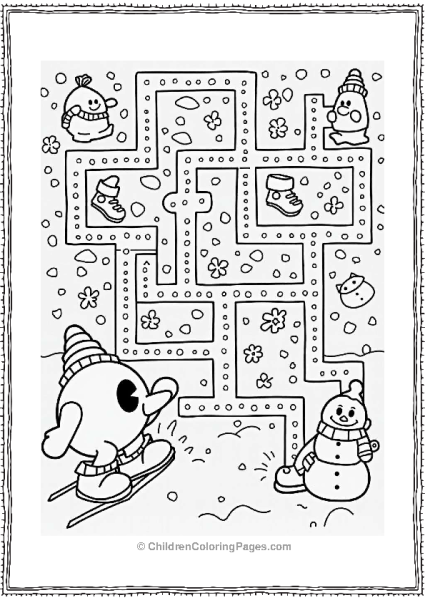 Pac Man In A Winter Wonderland Maze Free PDF Printable