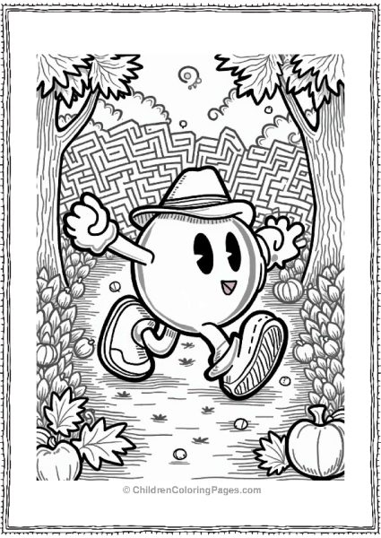 Pac Man In An Autumn Maze Free PDF Printable