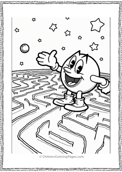 Pac Man Reaching For A Power Pellet Free PDF Printable