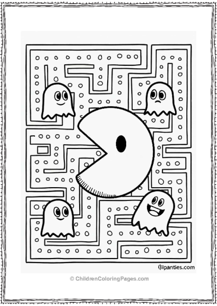 Pac Man Surrounded By Ghosts In A Maze Free PDF Printable