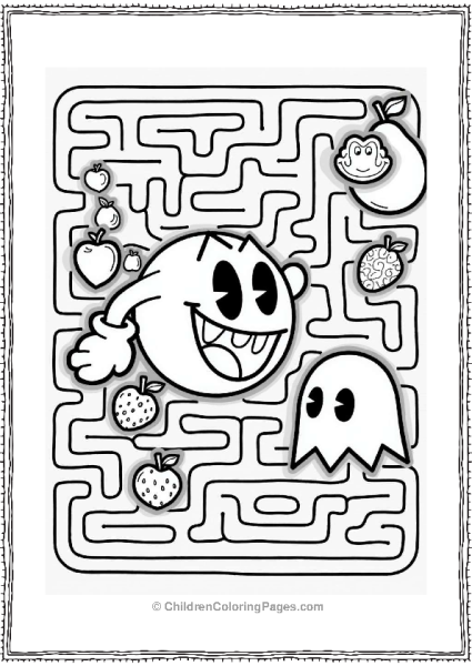 Pac Man’s Fruit Quest In The Maze Free PDF Printable