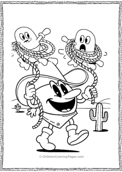 Pacman Cowboy Marshmallow With A Lasso Free PDF Printable