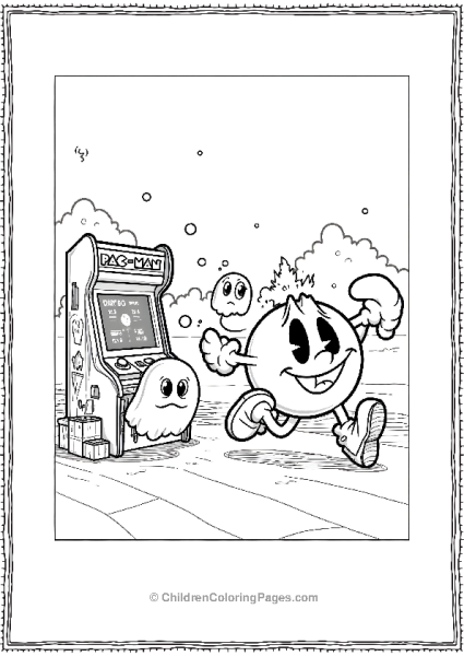 Pacman Running With Three Ghosts Next To A Pacman Free PDF Printable