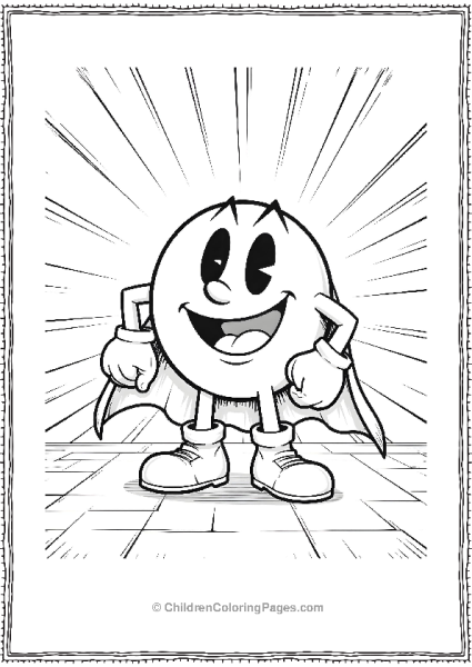 Pacman Standing In A Heroic Pose At The Center Free PDF Printable