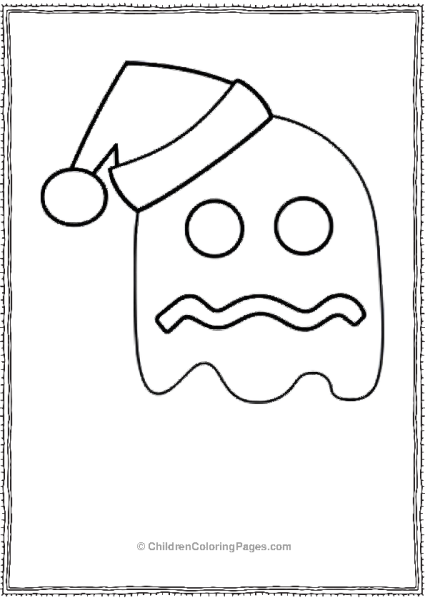 Pacman White Ghost With A Sad Face And A Red Christmas Free PDF Printable