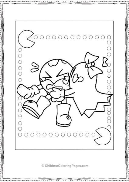 Pacman With Arms And Legs Being Hugged By A Ghost Free PDF Printable