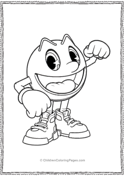 Pacman With Arms And Legs Wearing Shoes Smiling Free PDF Printable