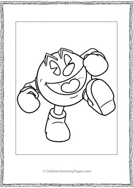 Pacman With Boxing Gloves Black And White Cartoon Free PDF Printable