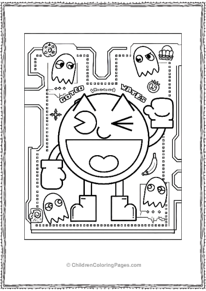 Pacman With Boxing Gloves Winking And Laughing Free PDF Printable