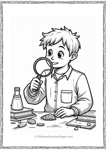 Paleontologist Examining A Fossil As Part Of A Science Eexperiment Free PDF Printable