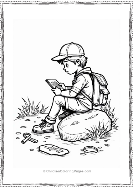 Paleontologist Sketching A Fossil Free PDF Printable