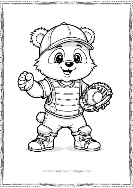 Panda Catcher Ready For A Baseball Match Free PDF Printable