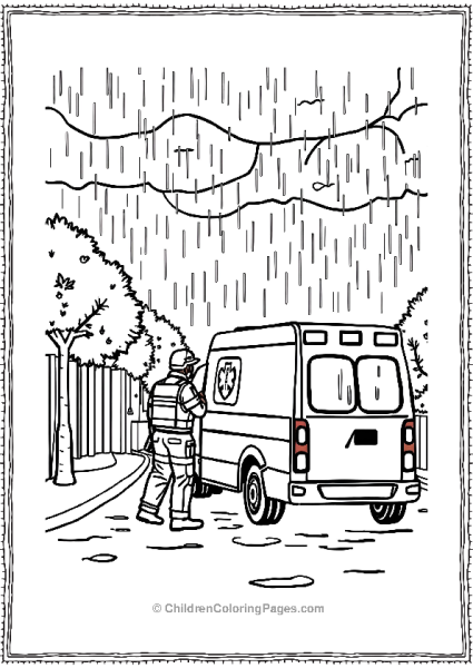 Paramedics Working On A Rainy Day Free PDF Printable