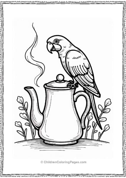 Parrot On A Coffee Pot Free PDF Printable