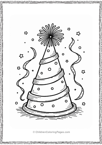 Party Hat With Streamers Free PDF Printable